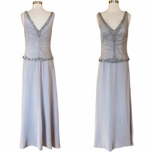 LARA A-Line Formal Dress Chiffon Layer Rhinestones Embellished Prom Gown Gray 8